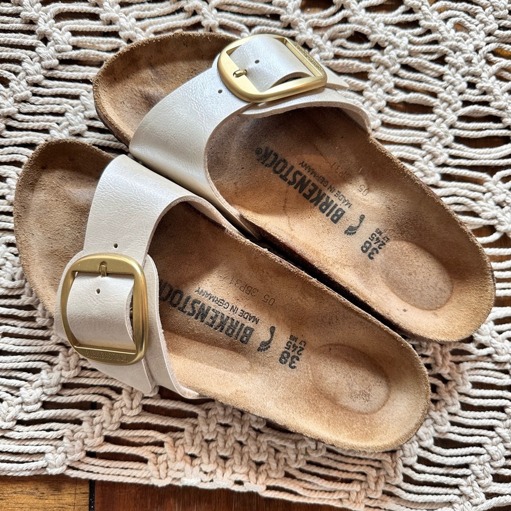 Birkenstock Gold Sandals with Gold Buckle